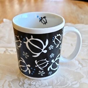 Hawaii Honu Sea Turtle Black Coffee Mug Maui Pacific Traders Cup
